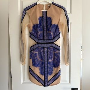 Three Floor Cobalt Blue & Nude Dress